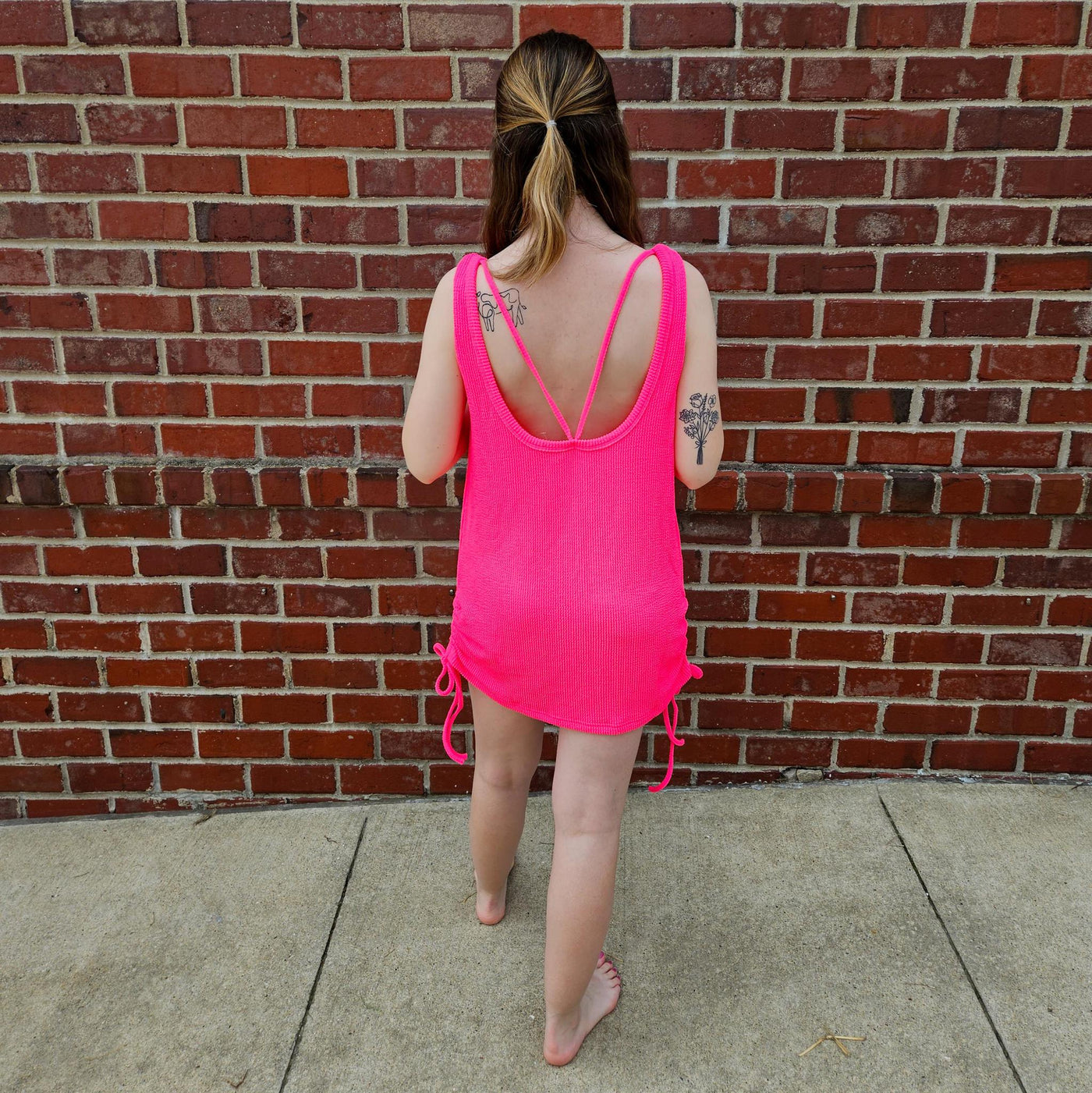 Sleeveless Dress Cover-up w/ Ruched Tie Side