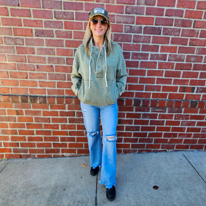 Acid Wash Fleece Hoodie