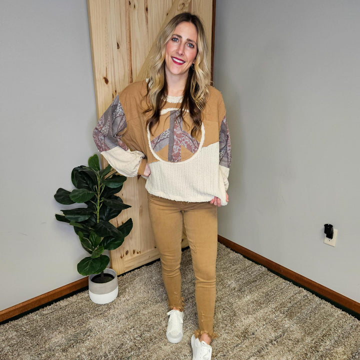 Multi Fab Peace Sign Top