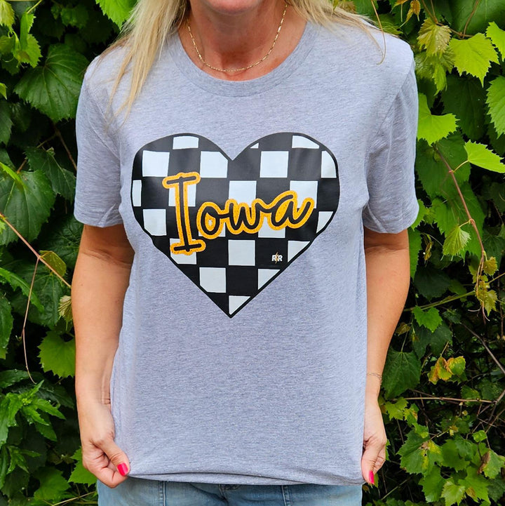 Checkered Heart Iowa Tee