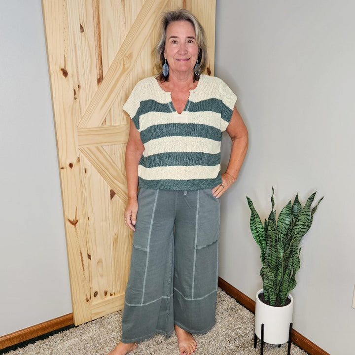 French Terry Washed Wide Leg Pant