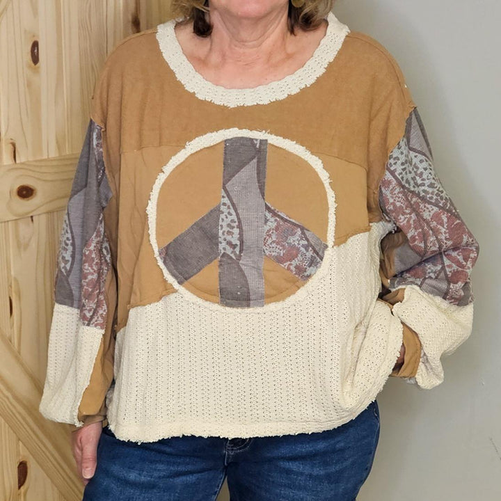 Multi Fab Peace Sign Top