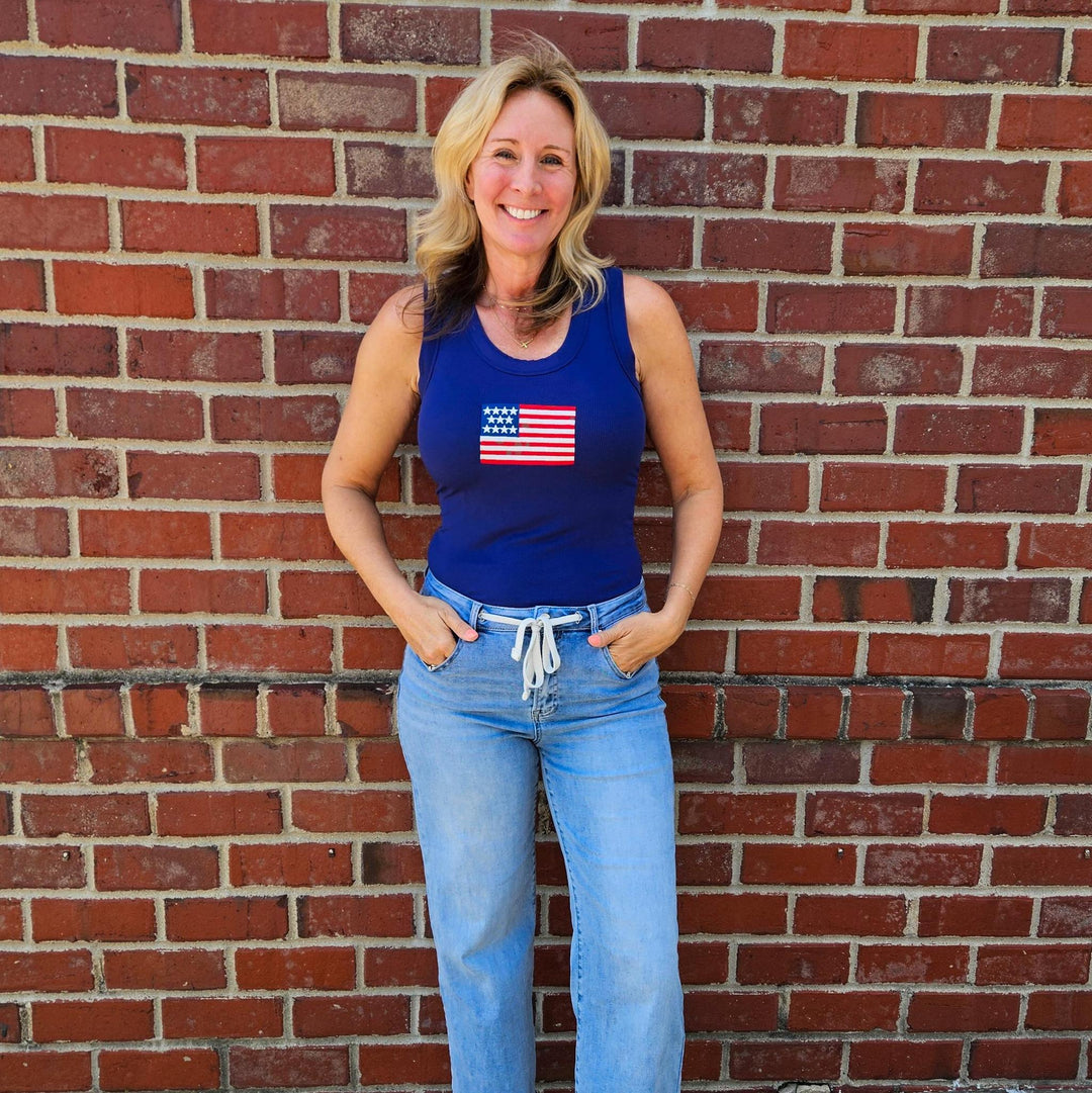 Ribbed American Flag Tank Top