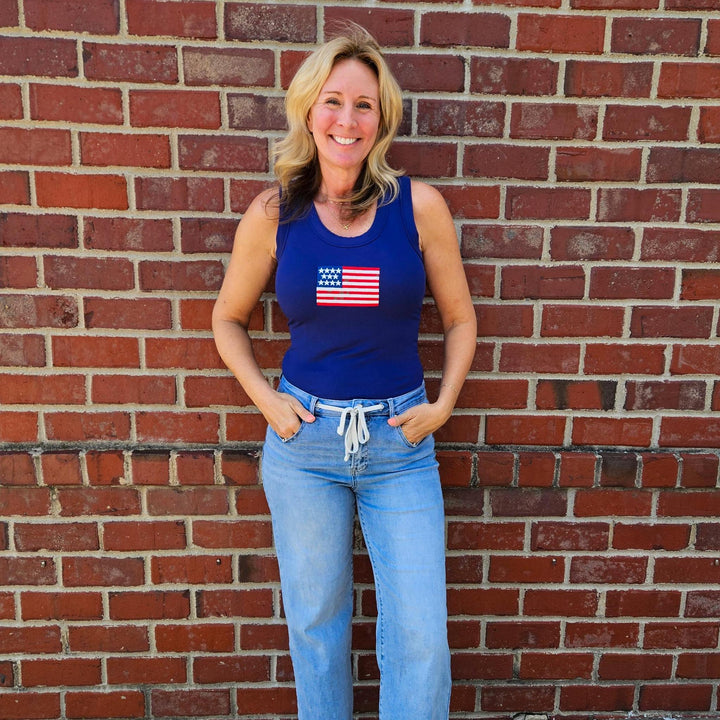 Ribbed American Flag Tank Top