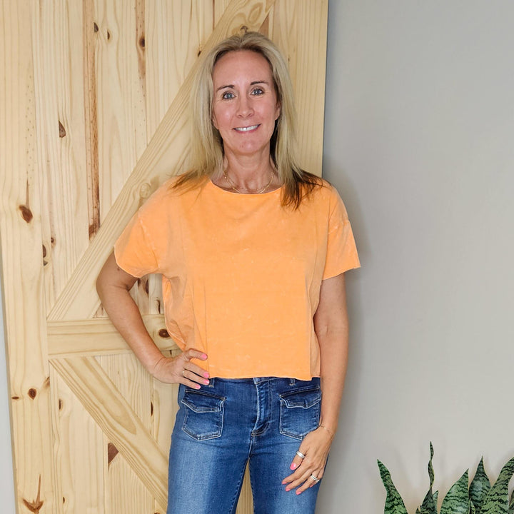 Crinkle Washed Crop Box Tee