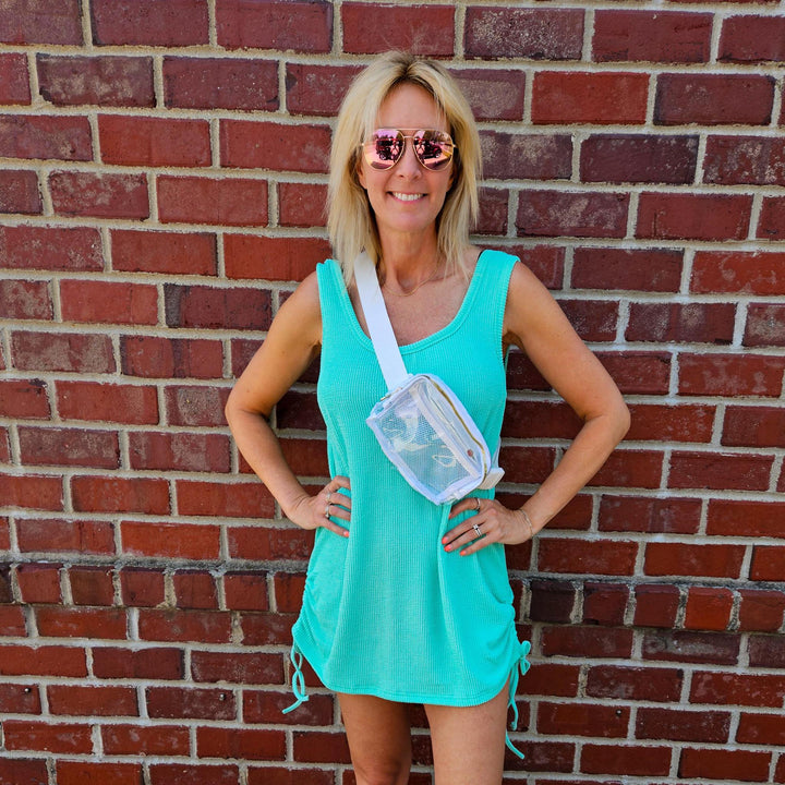 Sleeveless Dress Cover-up w/ Ruched Tie Side