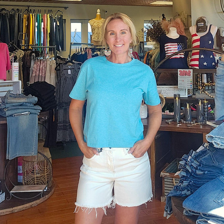 Cotton Crew Neck Short Sleeve Cropped T-shirt