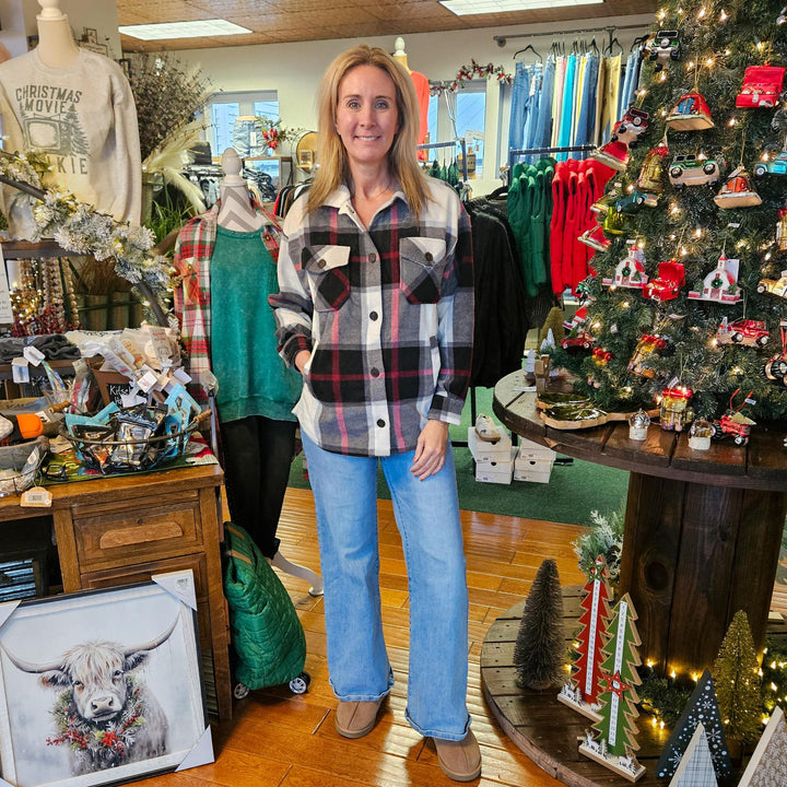 Oversized Plaid Fleece Shacket