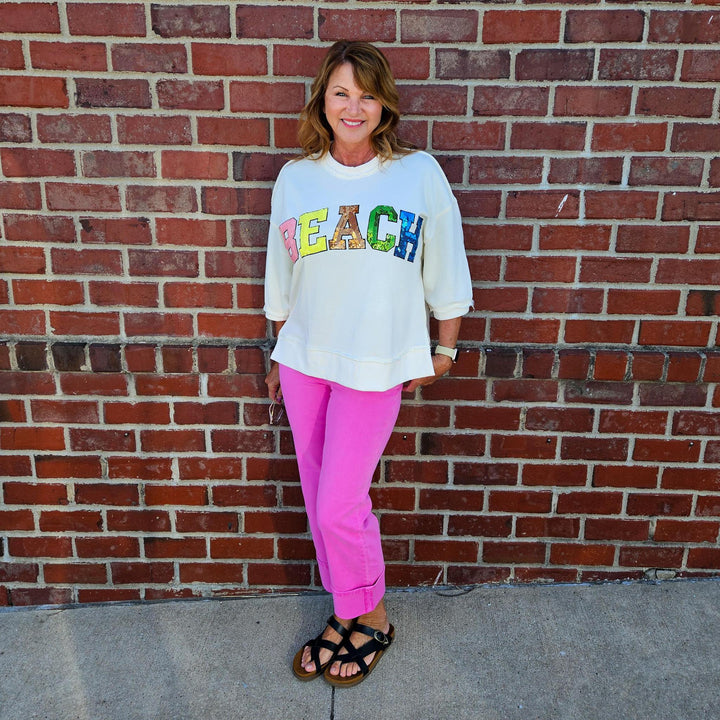 Sequin Beach Pullover Top
