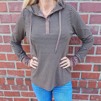 Henley Ribbed Hood Top