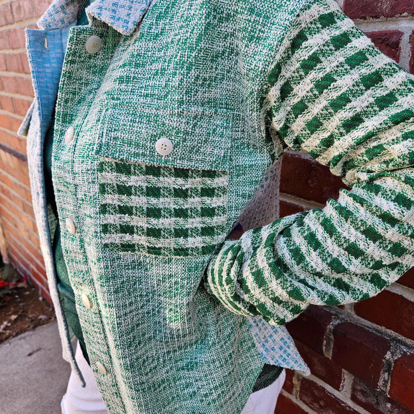 Tweed Mixed Color Blocked Jacket