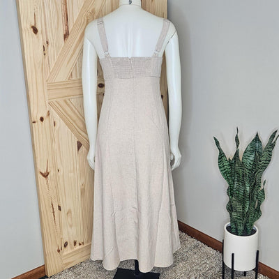 Contrast Binding Detail Linen Midi Dress