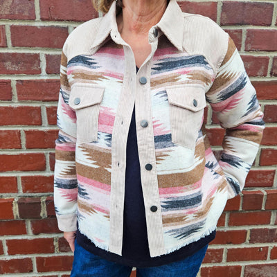 Aztec Print Cropped Jacket