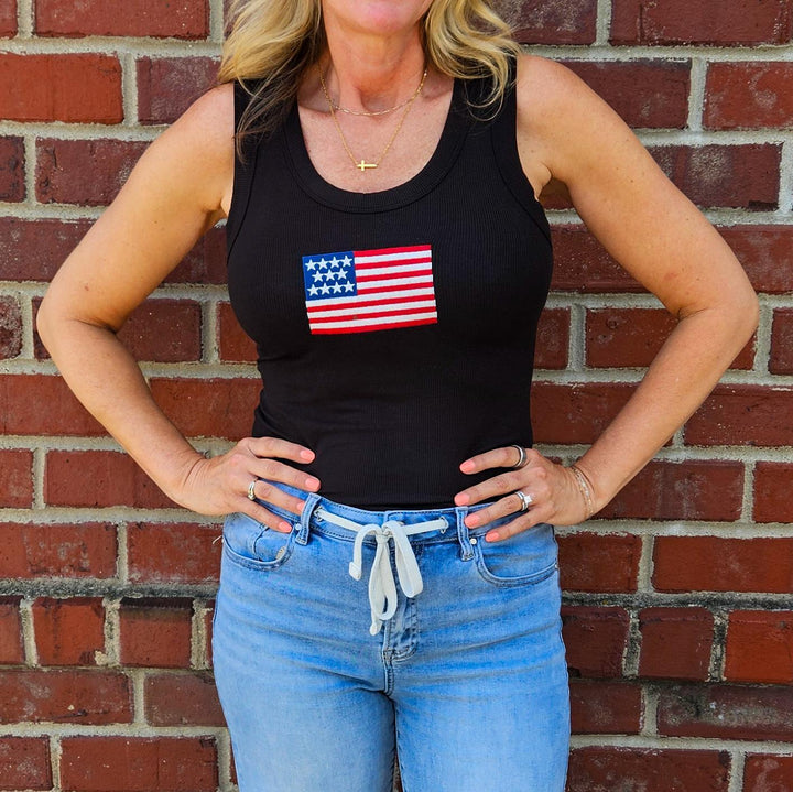 Ribbed American Flag Tank Top