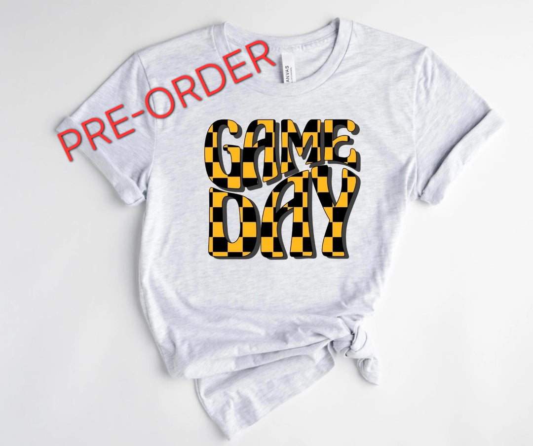 PRE-ORDER Black & Gold Checkered Game Day Tee