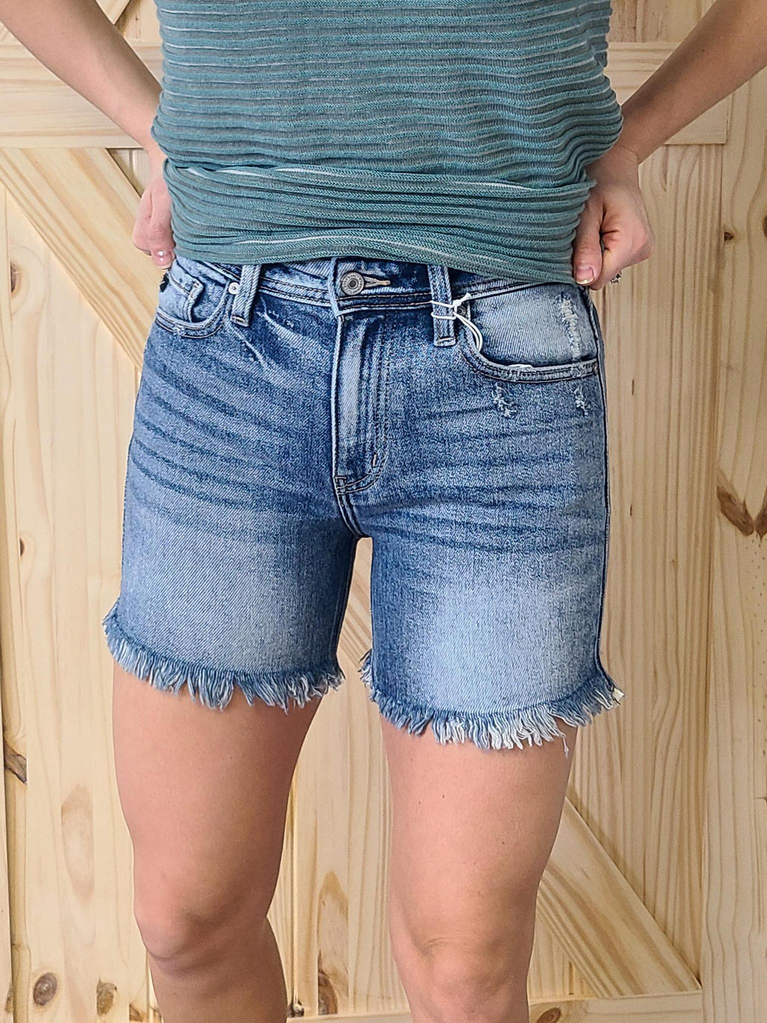 Kancan High Rise Frayed Detail Shorts
