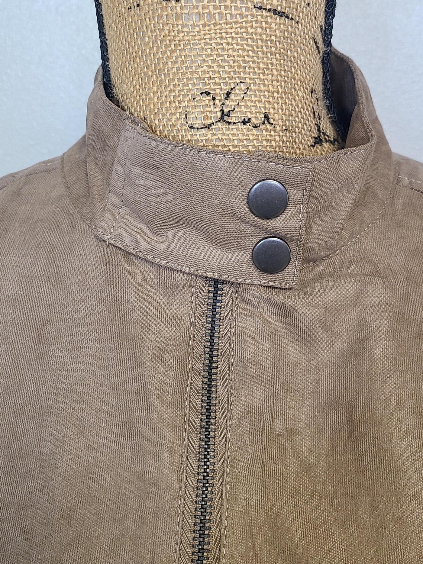 Zip Up Jacket w/ Button Detail