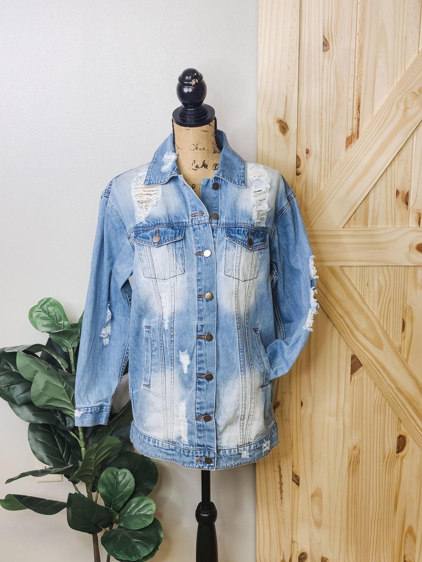 Distressed Oversized Denim Jacket
