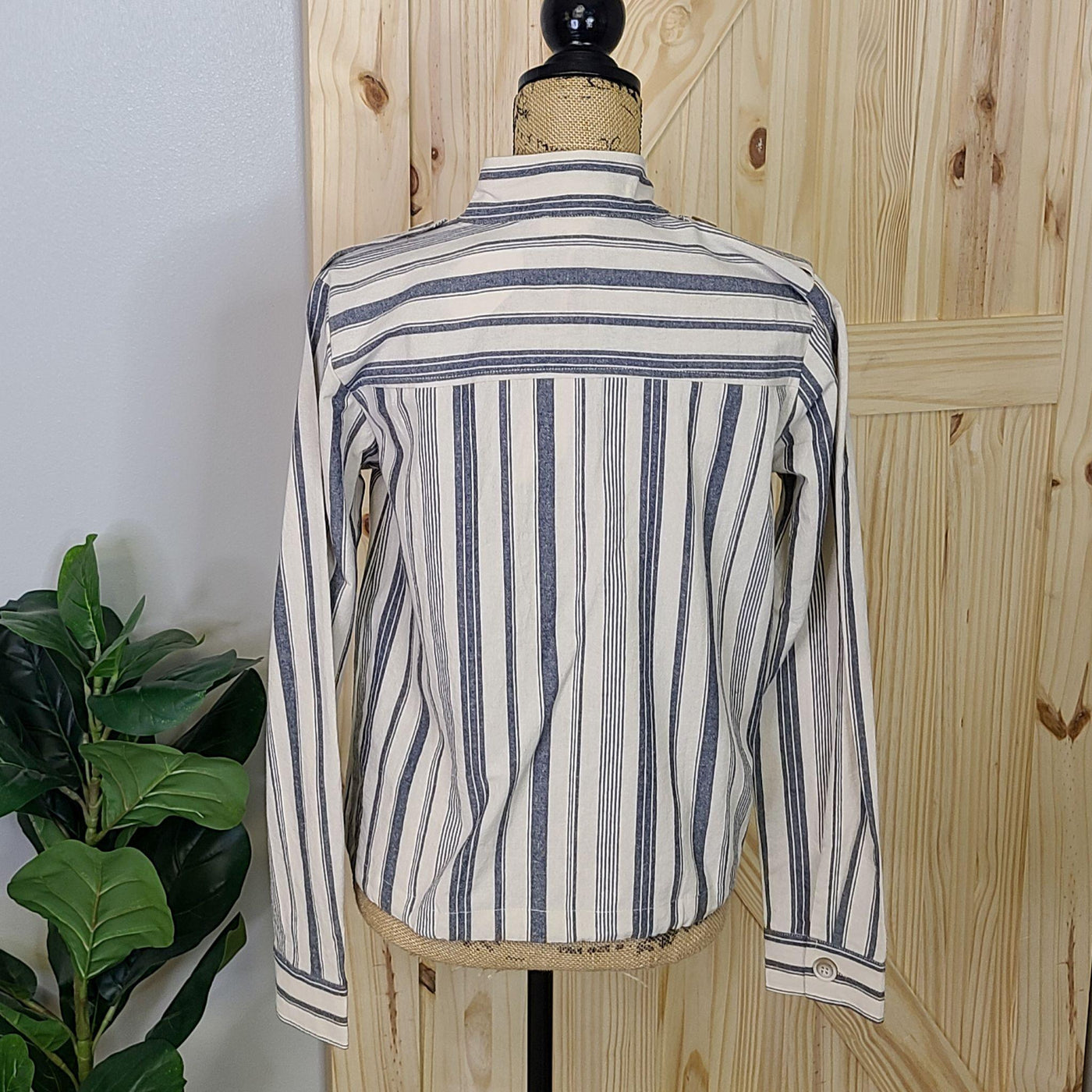Stripe Utility Jacket w/ Drawstrings
