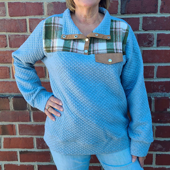 Quilted Snap Button Pullover Top