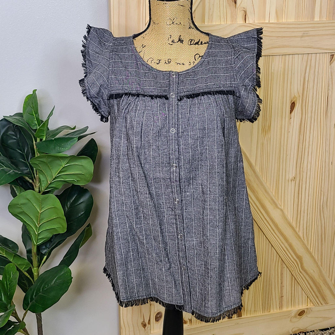 Frayed Chambray Top