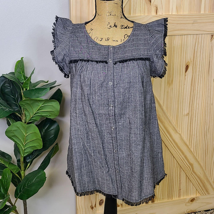 Frayed Chambray Top