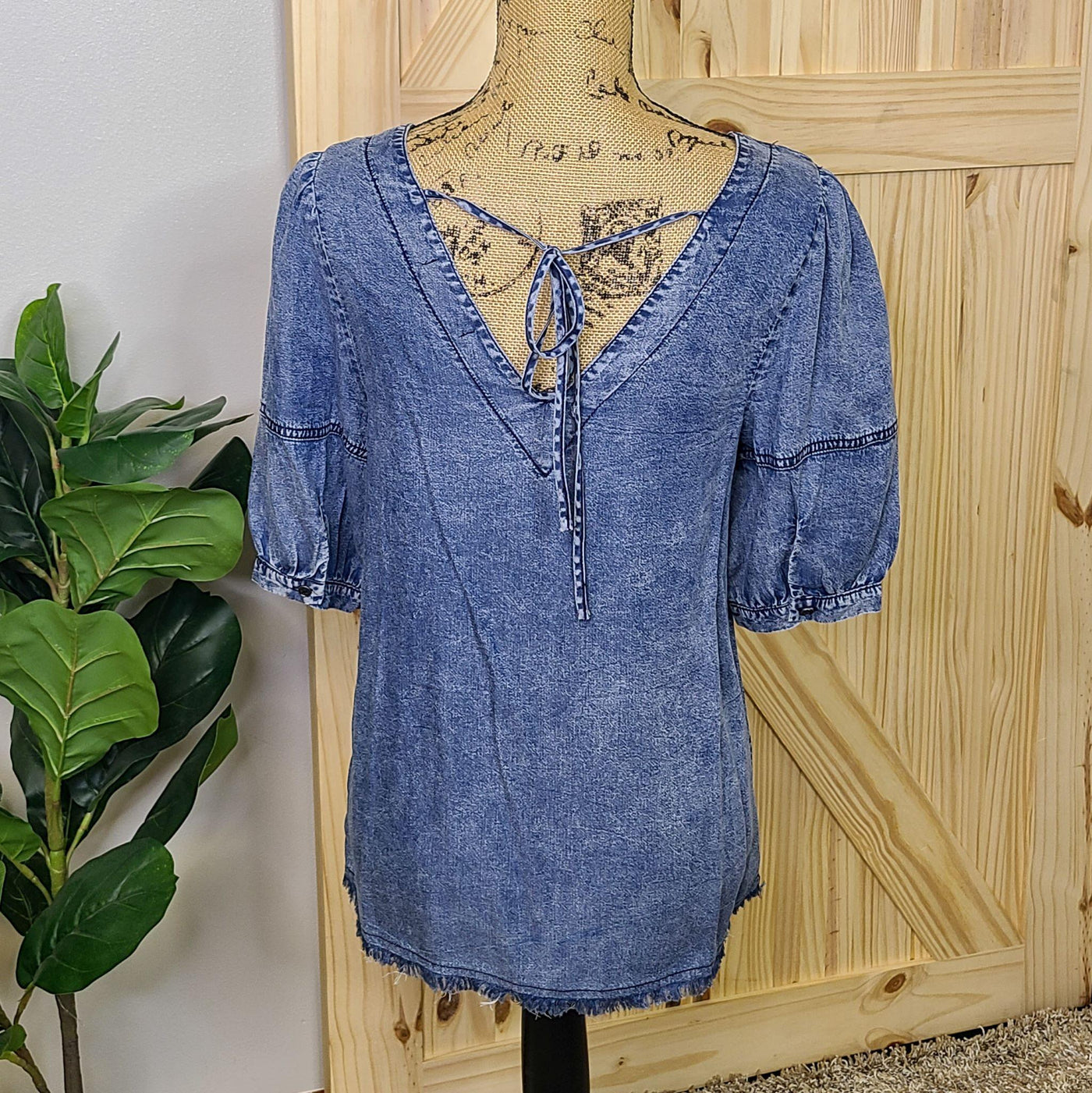 Puff Sleeve Denim Top