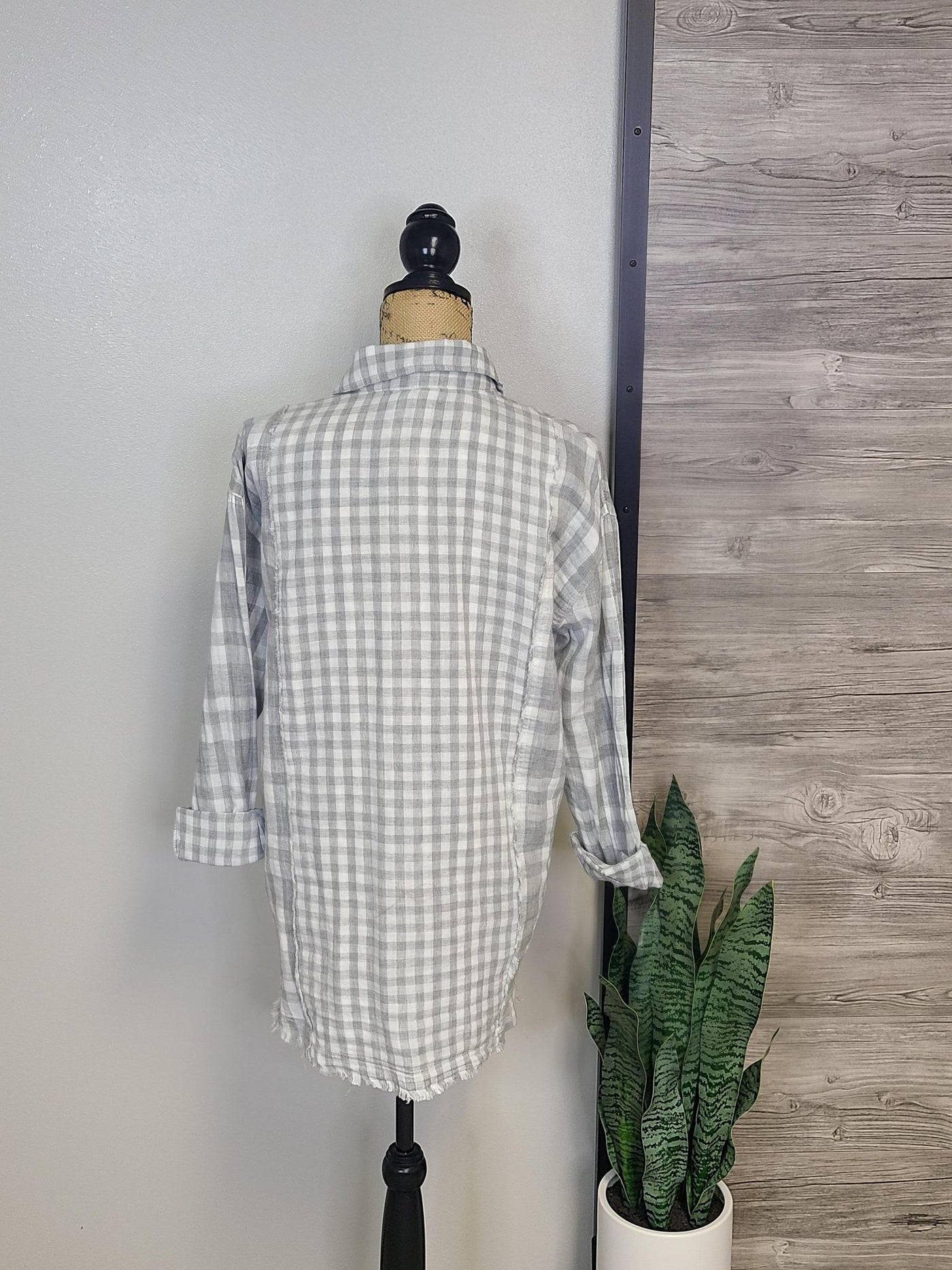 Mixed Checker Print Oversize Button Down