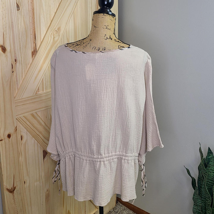 Dolman Sleeves Cotton Gauze Patch Work Top