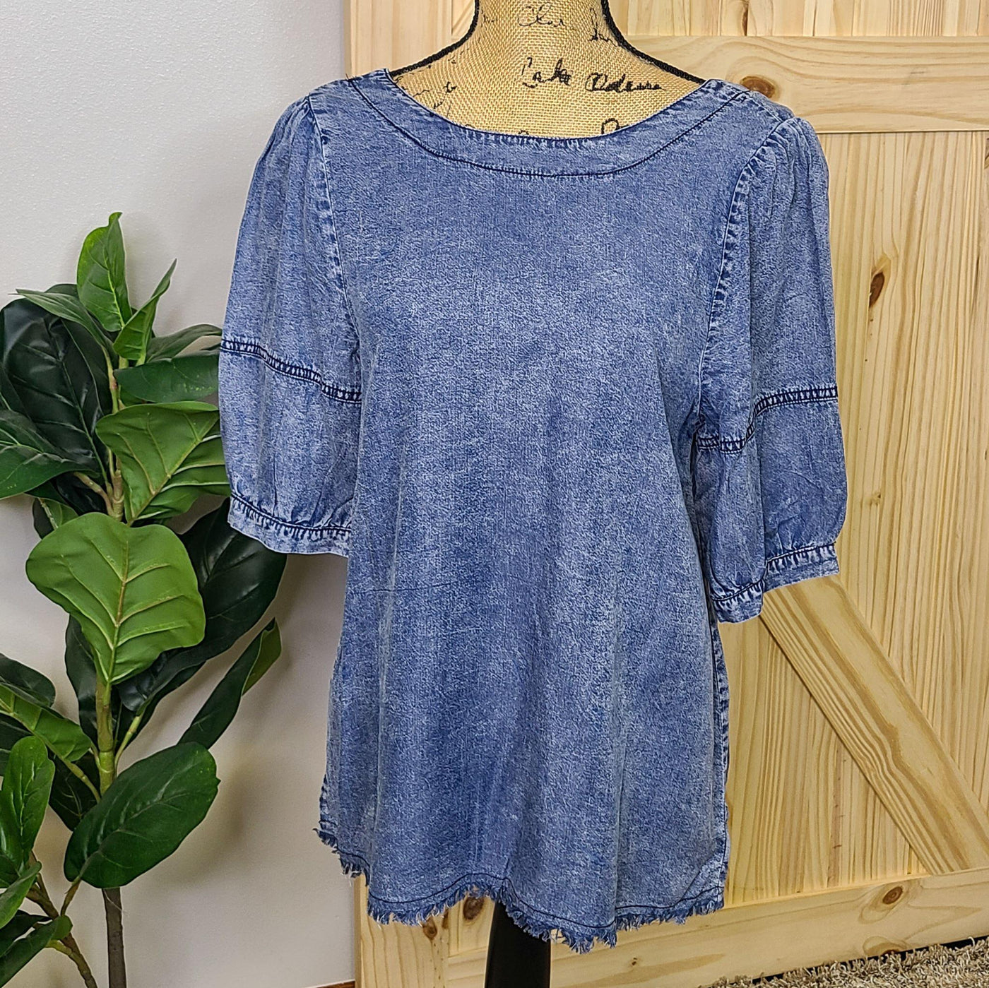 Puff Sleeve Denim Top