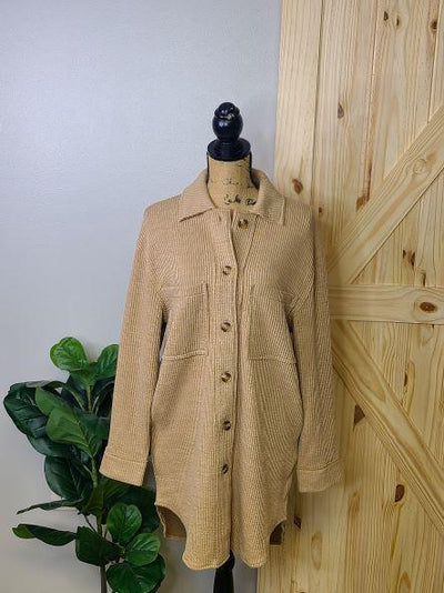 Rib Knit Shacket w/ Side Seam Pockets