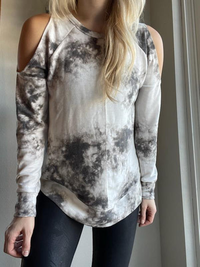 Tie Dye Cold Shoulder Pullover