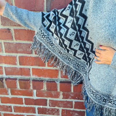 Fringe Hem Oversized Poncho