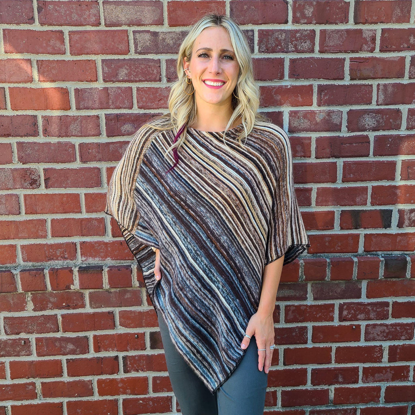 Chevla Ombre Stripe Poncho