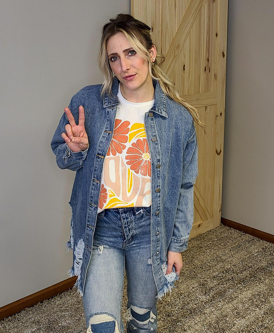 Distressed Hem Shirt Jacket
