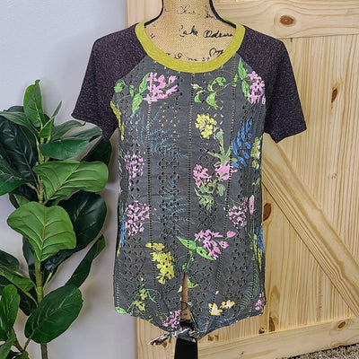 Tie Front Printed Lace Top