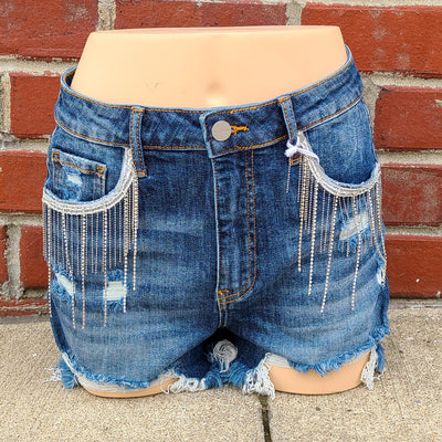 High Rise Rhinestone Shorts