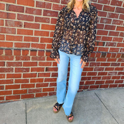 Split Neck Floral Blouse