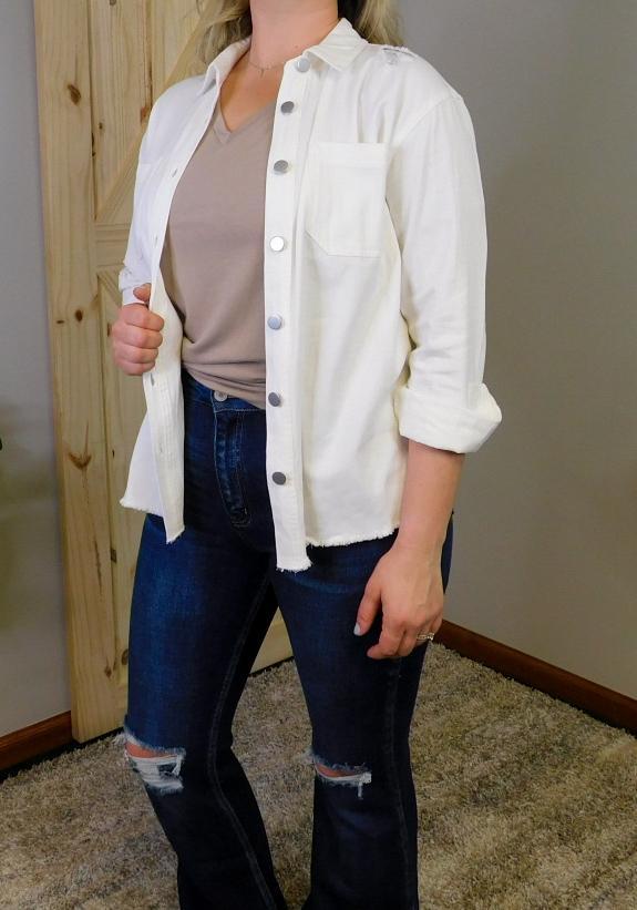 Stonewashed Distressed Shirt Jacket
