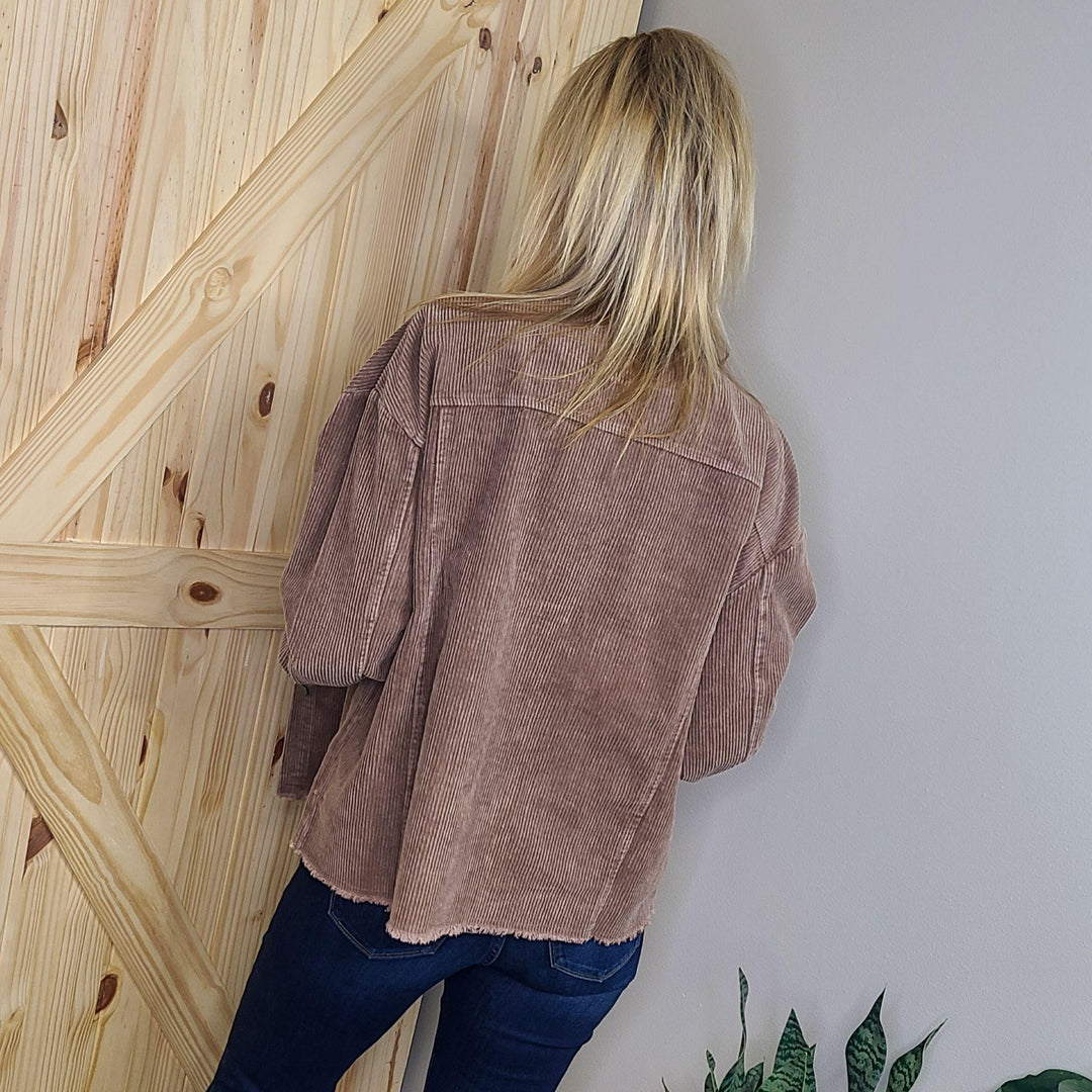 Kathleen Shacket in Corduroy Taupe