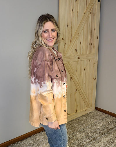 Tie Dye Washed Twill Button Jacket