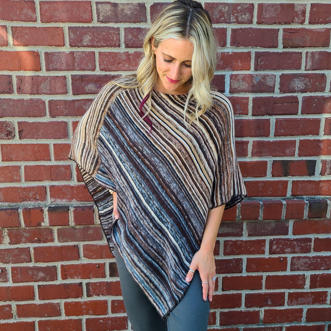 Chevla Ombre Stripe Poncho
