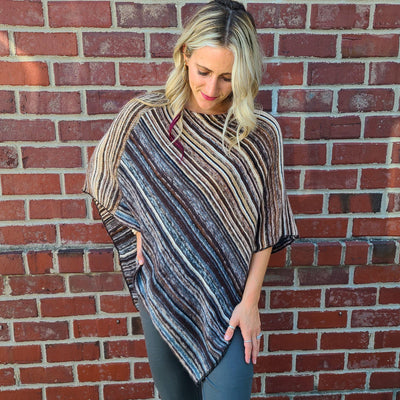 Chevla Ombre Stripe Poncho