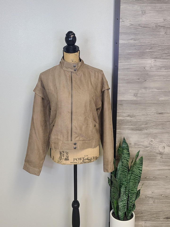 Zip Up Jacket w/ Button Detail