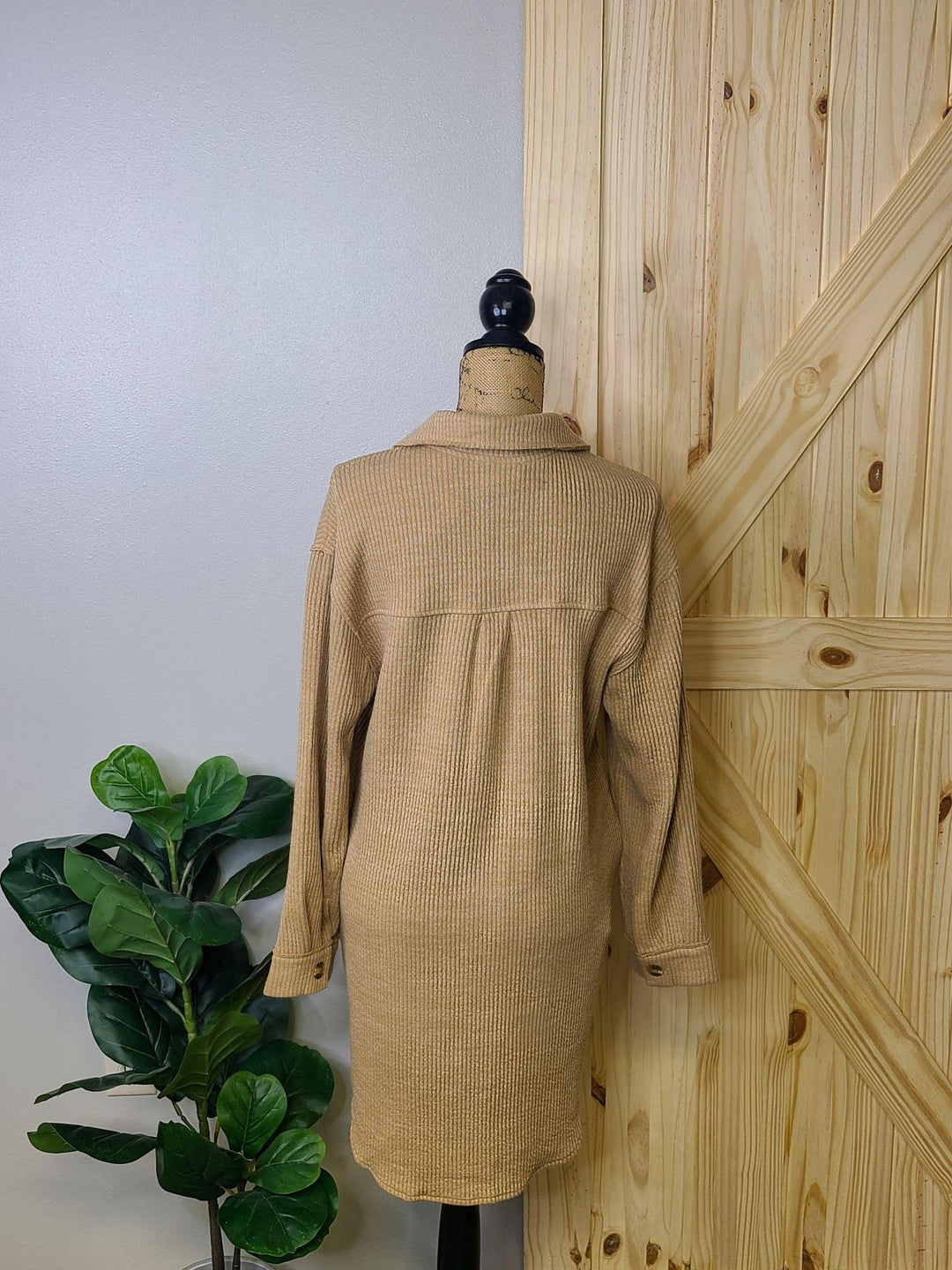 Rib Knit Shacket w/ Side Seam Pockets