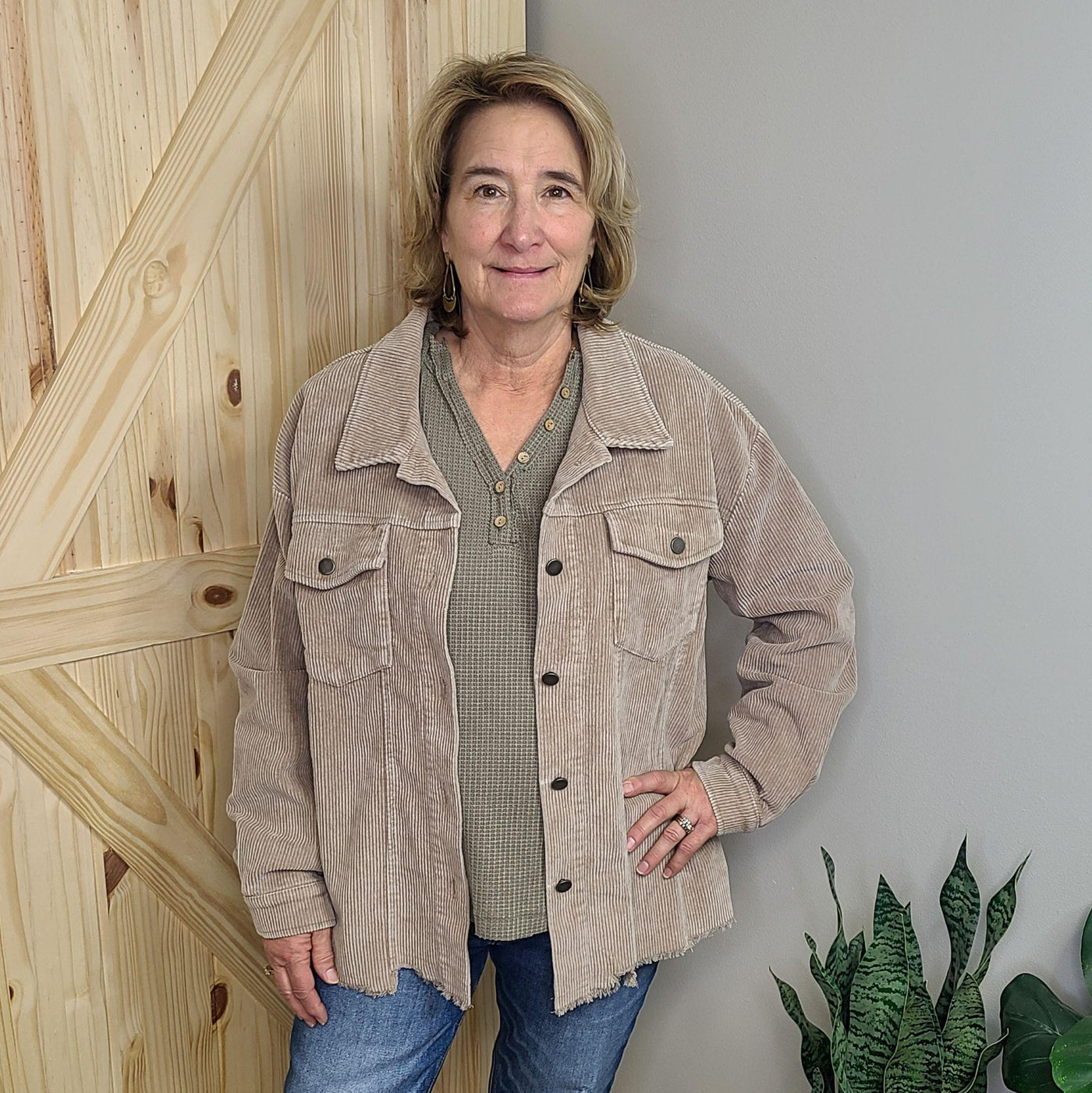 Kathleen Shacket in Corduroy Coffee