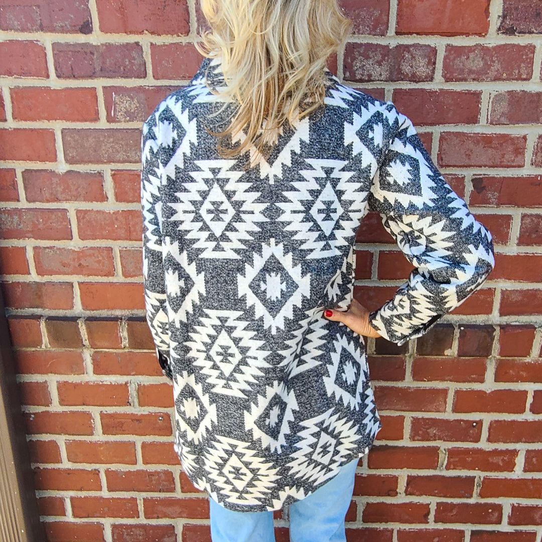 Aztec Print Pocket Coat