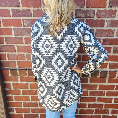 Aztec Print Pocket Coat