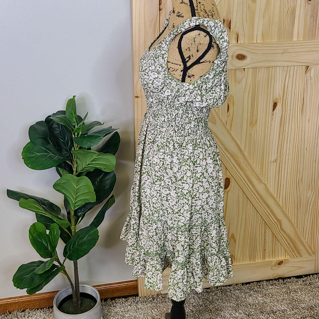 Floral Print Smocked Mini Dress