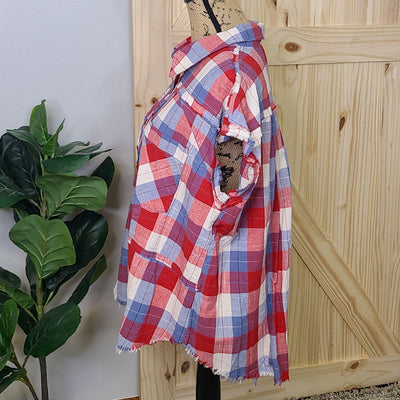 Sleeveless Button Down Plaid